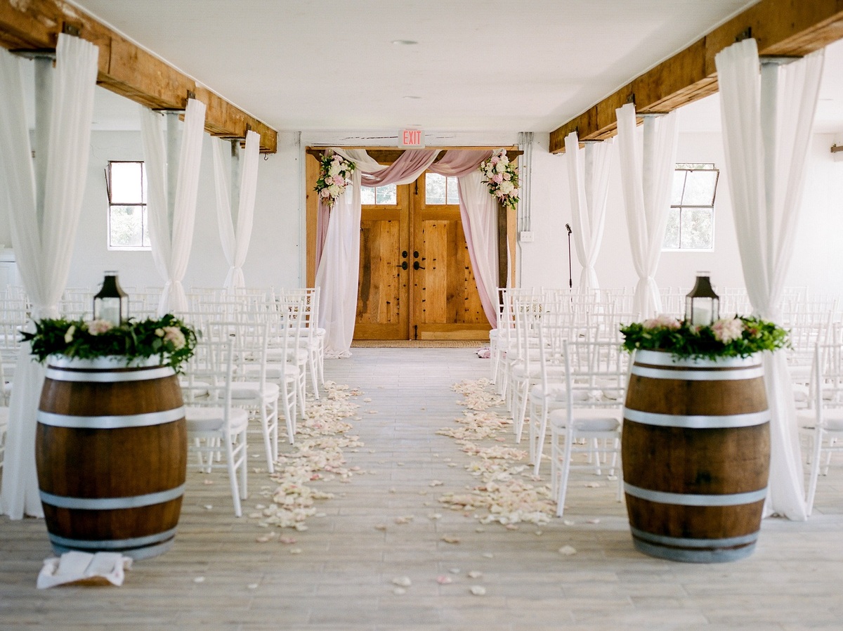 48 Fields Lower Level Ceremony with White Chiavari Chairs